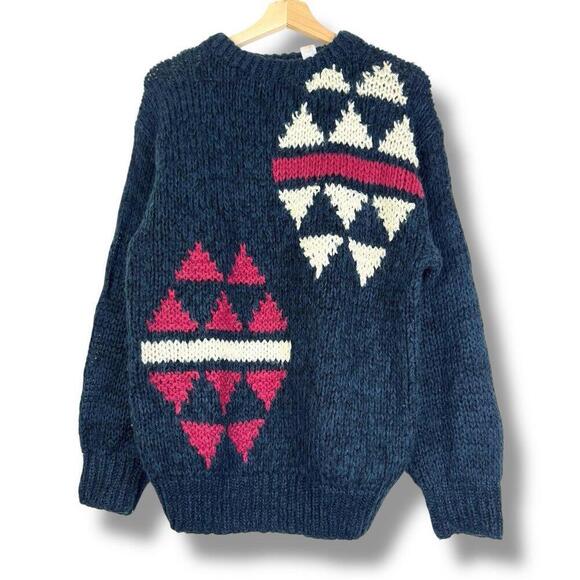 VTG Pierre Cardin Sweater Generation II Size Small Geometric Knit 90s Hearts - Picture 1 of 7